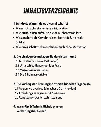 Kraft und Muskelaufbau ANFÄNGER-GUIDE